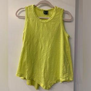 Anthropologie Left of Center Tank Top Asymmetrical Hem Neon Yellow S